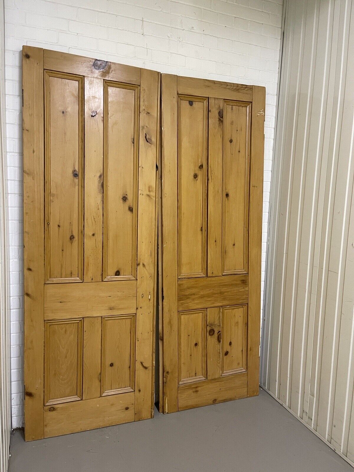 Reclaimed Victorian Pair French Pine Internal 4 panel Door 2250 or 2060 x 1567mm