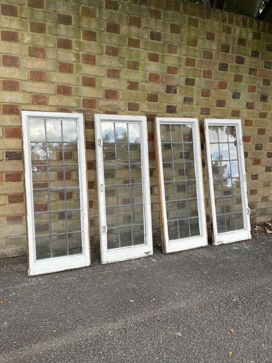Job Lot Of 4 Reclaimed Leaded Light Panel Wooden Window