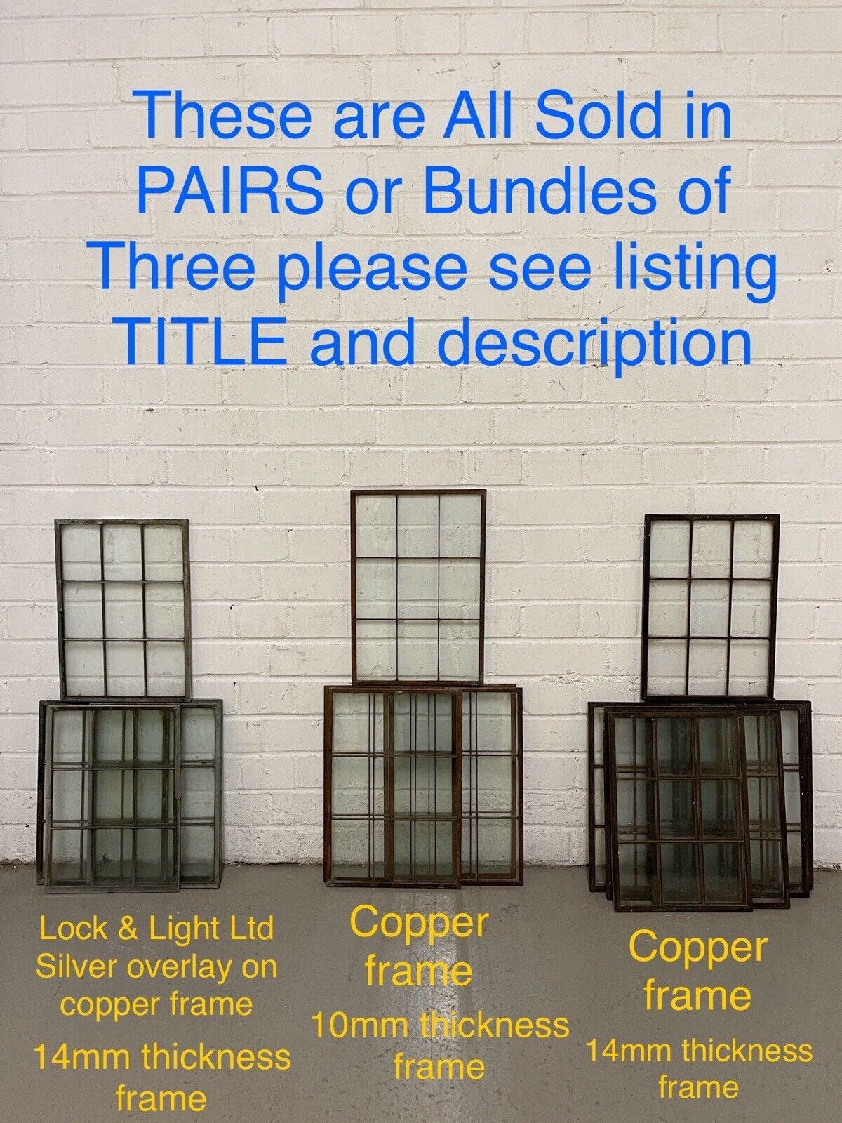 Pair Of Reclaimed Arts & Crafts Copper Window Glass Panes Panels 363mm x 255mm