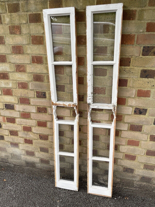 Two Pairs Of Reclaimed Old Victorian Panel Wooden Sash Windows Top and Bottom