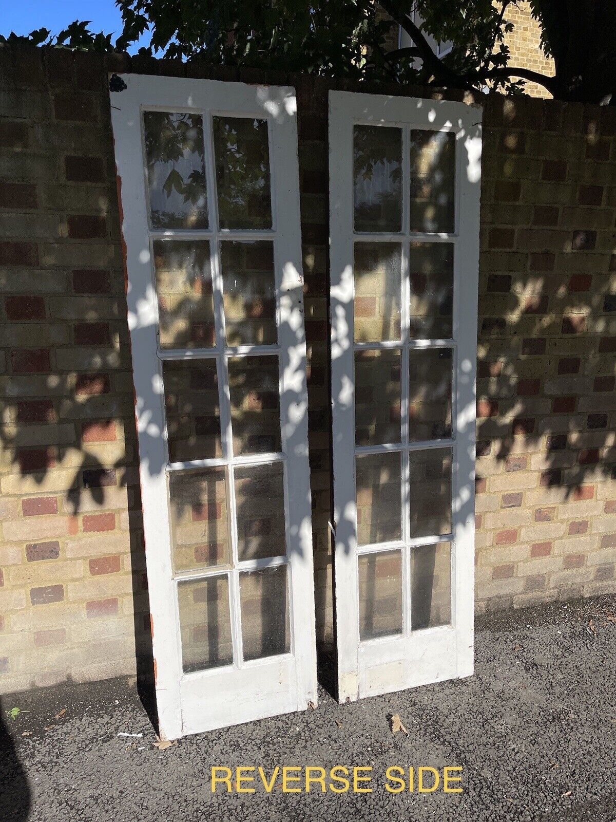 Pair Of Reclaimed Old Georgian 10 Panel Wooden Windows Side Panels