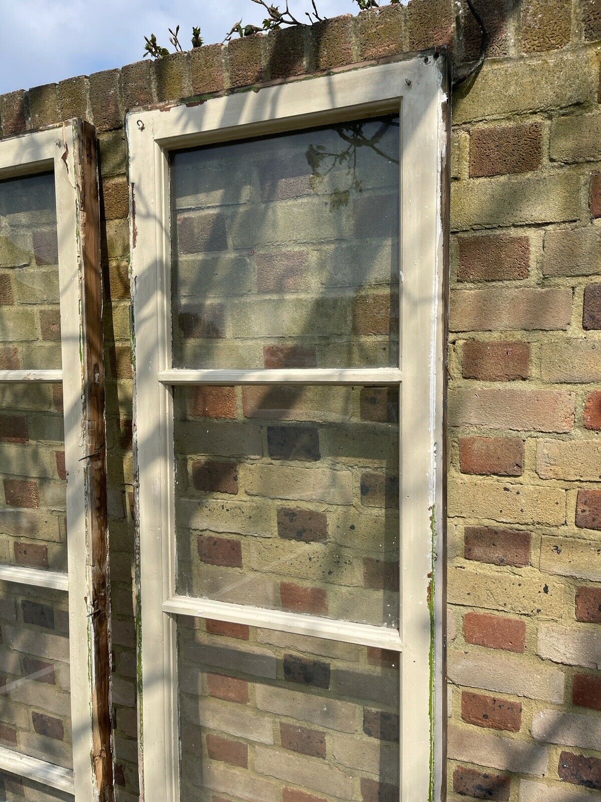 Pair Of Reclaimed Georgian Wooden Window Side glass Panels