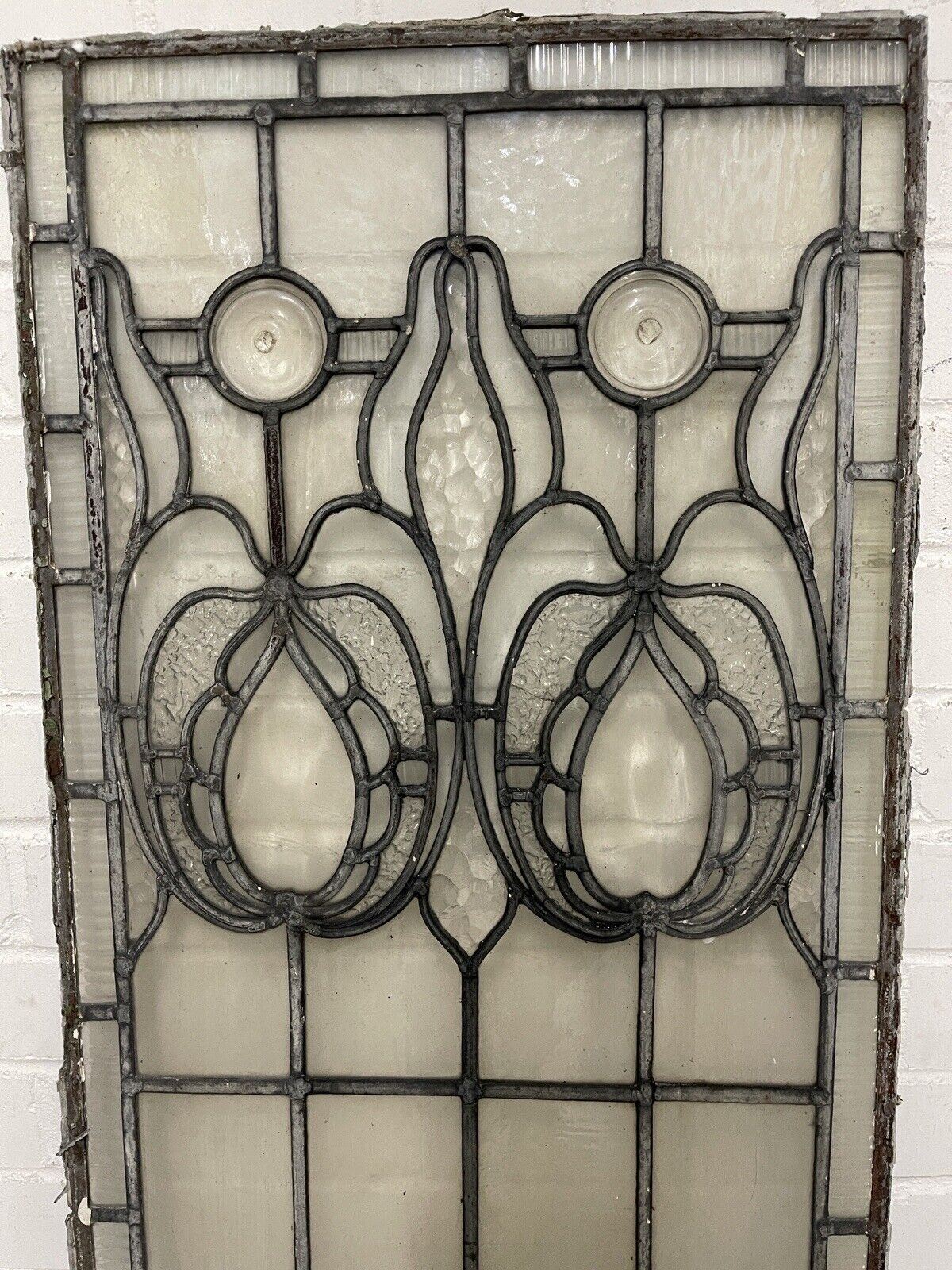 Four Reclaimed Leaded Light Stained Glass Art Nouveau Window Panel 1270 x 460mm