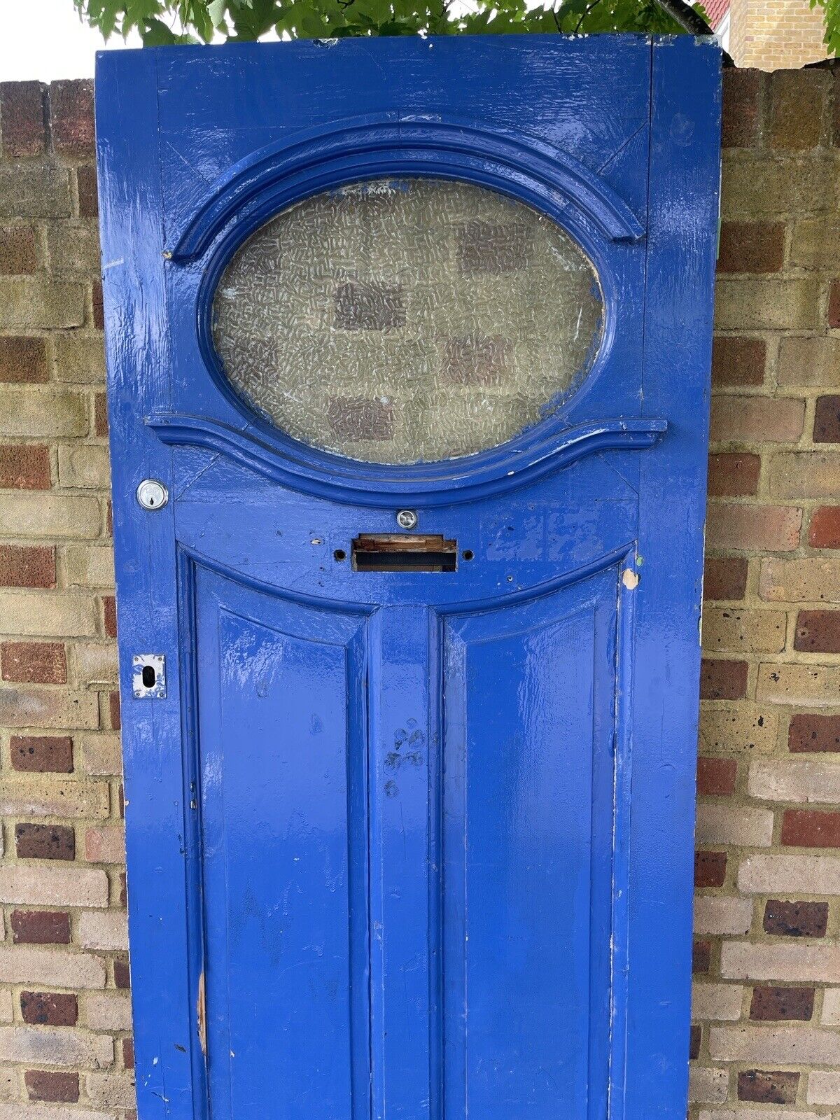 Reclaimed Old Edwardian Victorian Wooden Panel Front Door Stained 2035mm x 812mm