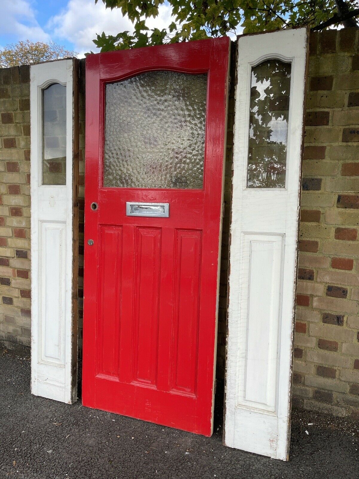 Reclaimed Victorian Edwardian Wooden Panel External Front Door With Surround