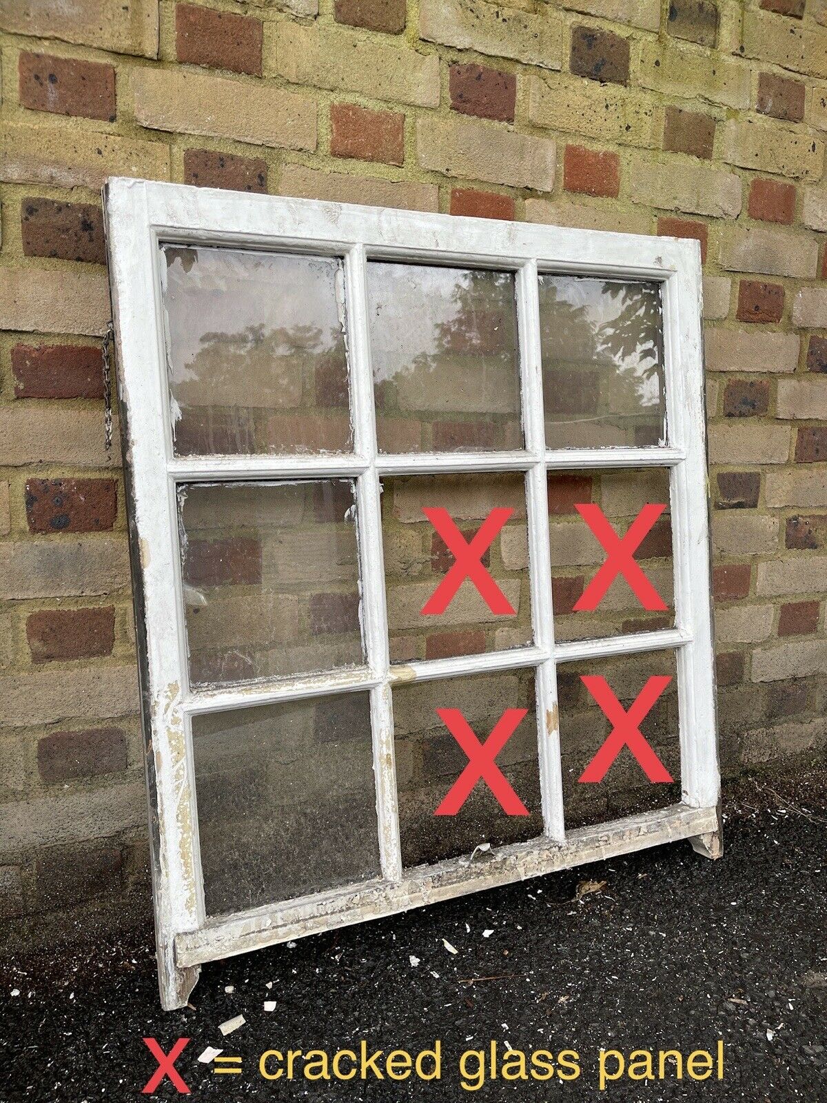 Reclaimed Old Georgian 9 Panel Wooden Window 835 x 935mm