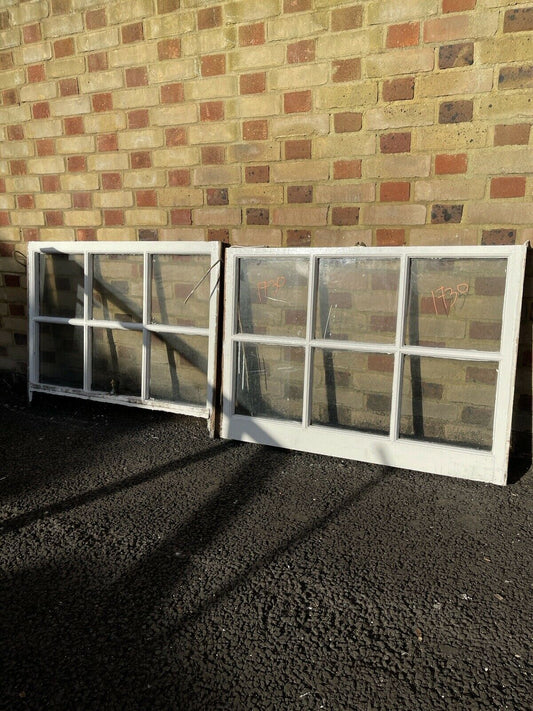 Pair Of Reclaimed Old Georgian Wooden Panel Top Bottom Sash Windows