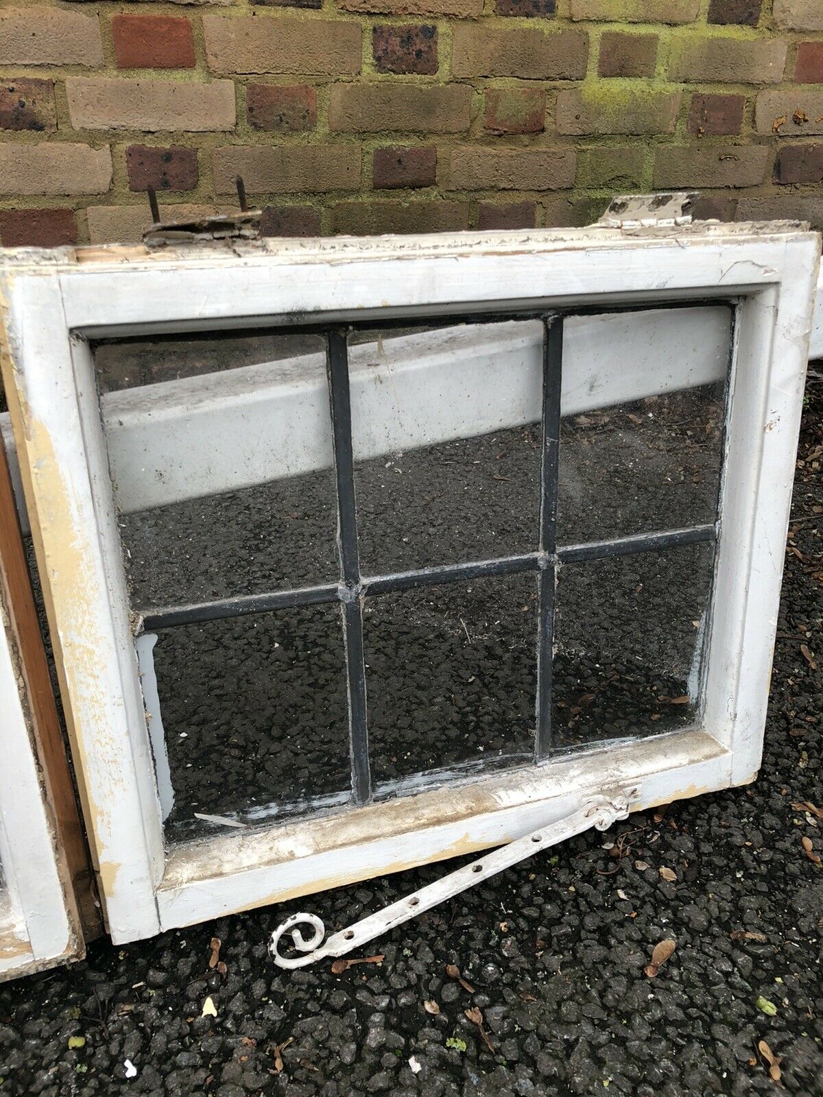 Job Lot Of Four Small Reclaimed Leaded Light Panel Wooden Windows