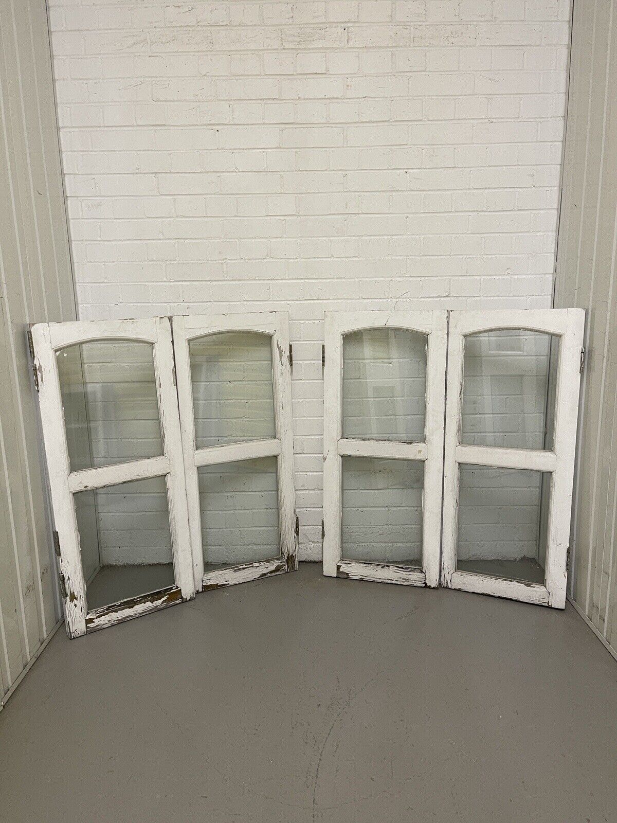 Two Pairs Of French Arch Double Glazed Wooden Windows 1040 x 895mm 1040 x 895mm