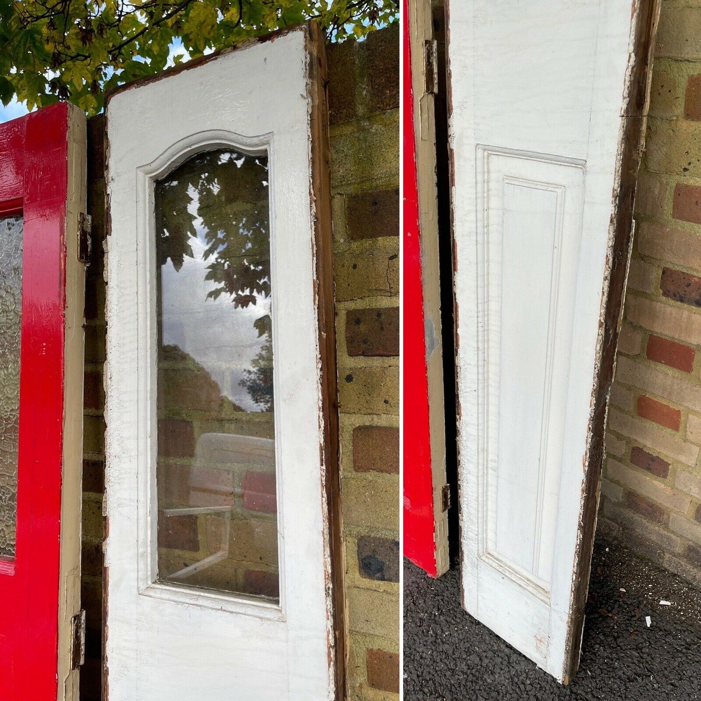 Reclaimed Victorian Edwardian Wooden Panel External Front Door With Surround