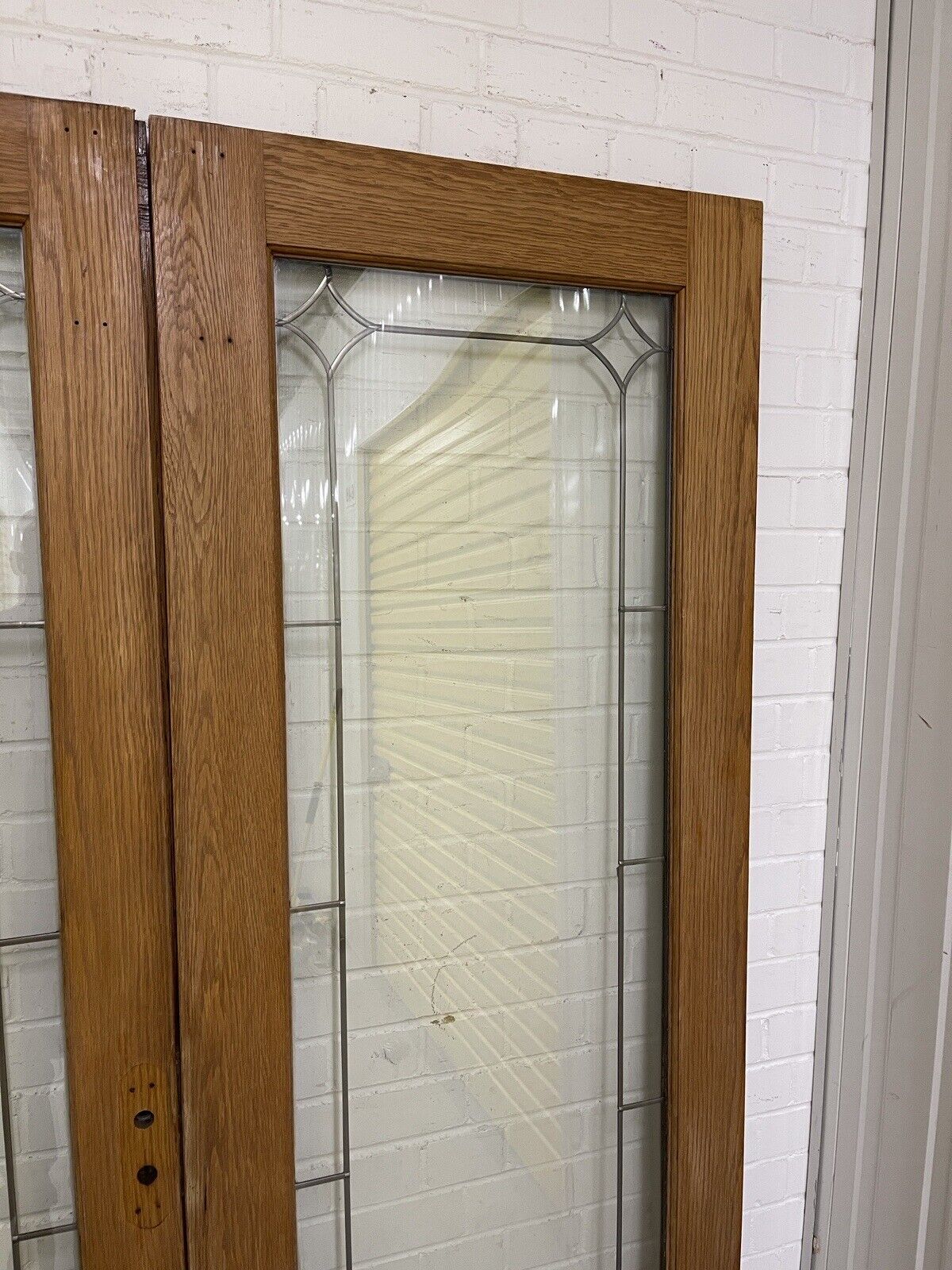 Reclaimed Old Oak French Double Glazed Glass Wooden Double Doors 1995 x 1380mm