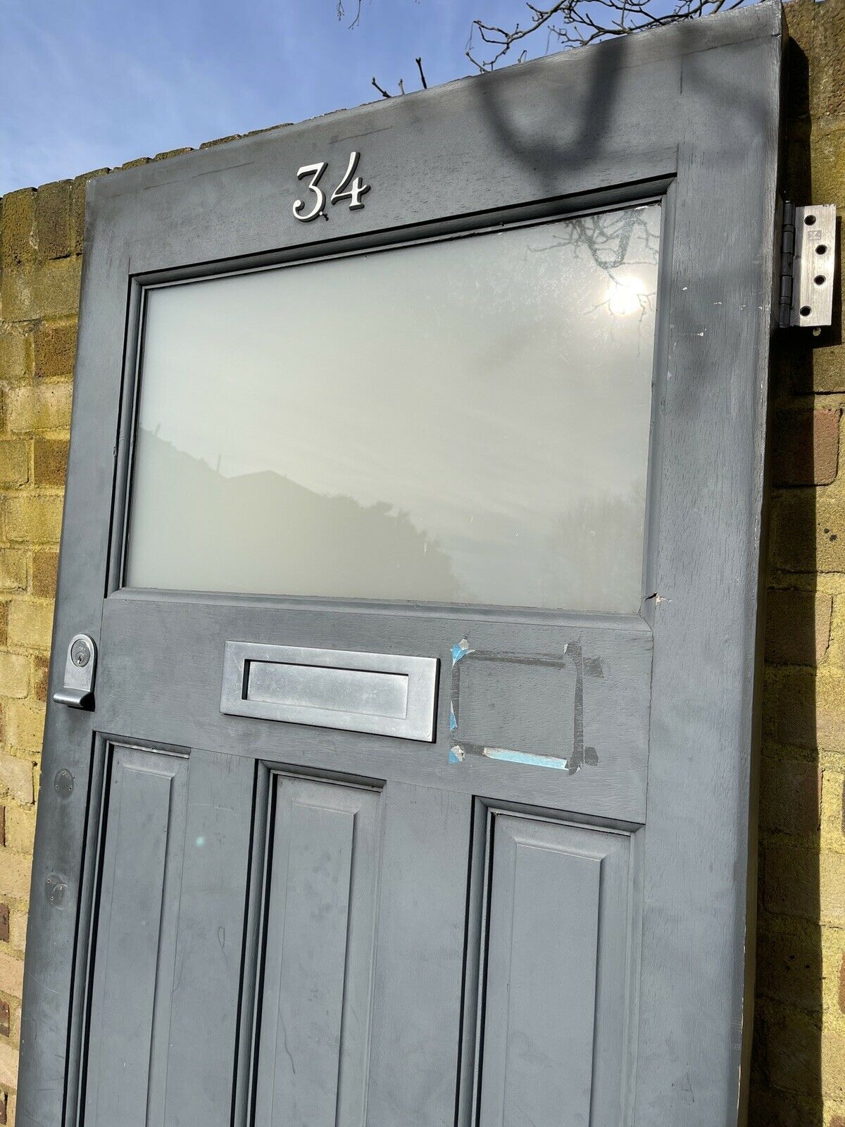 Reclaimed Old 1930s Art Deco Timber Wooden Edwardian Georgian Front Door