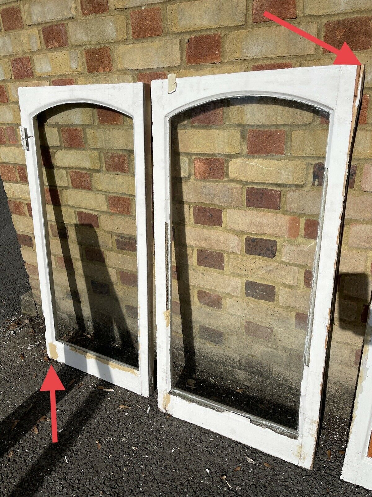 Job Lot Of Seven Reclaimed Old Edwardian Arch Wooden Sash Windows