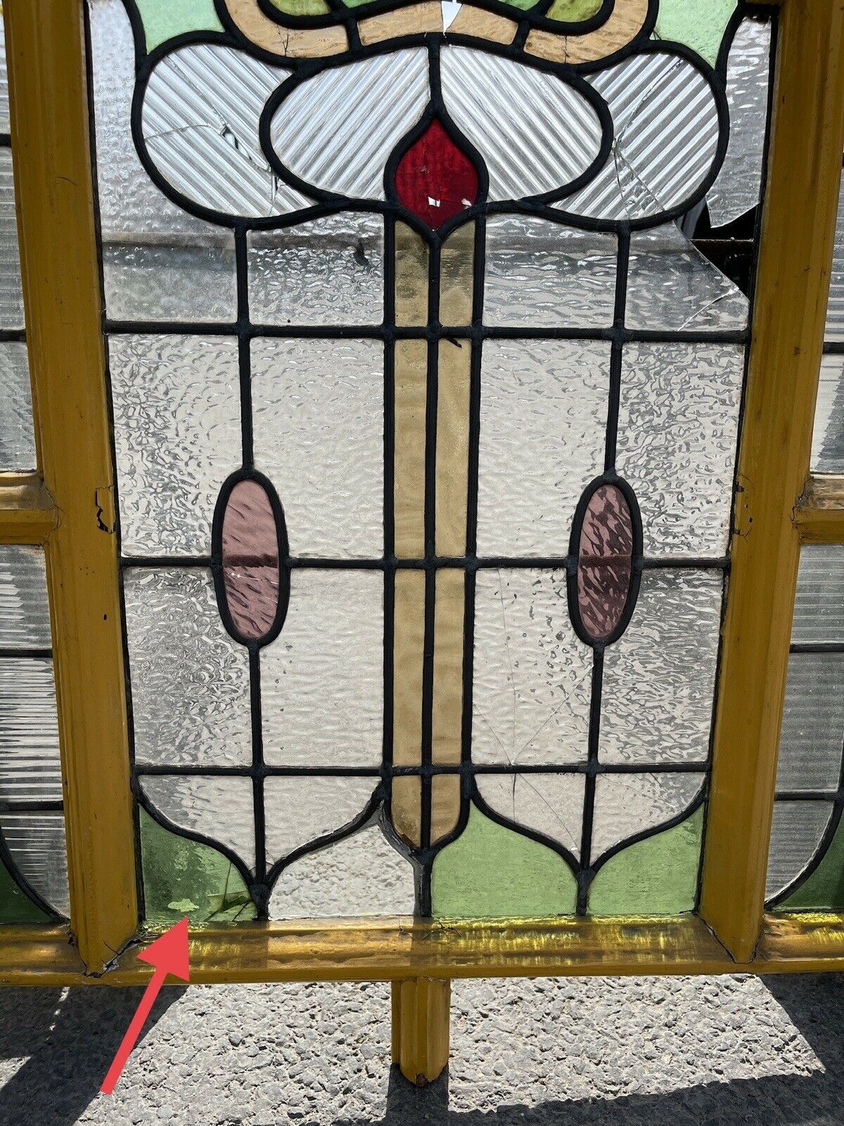 Reclaimed Leaded Light Stained Glass Art Nouveau Wooden Window Panel