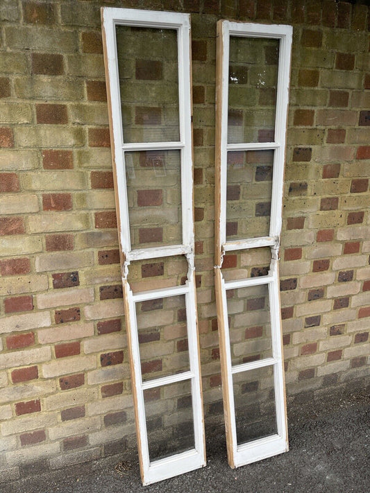 Two Pairs Of Reclaimed Old Victorian Panel Wooden Sash Windows Top and Bottom