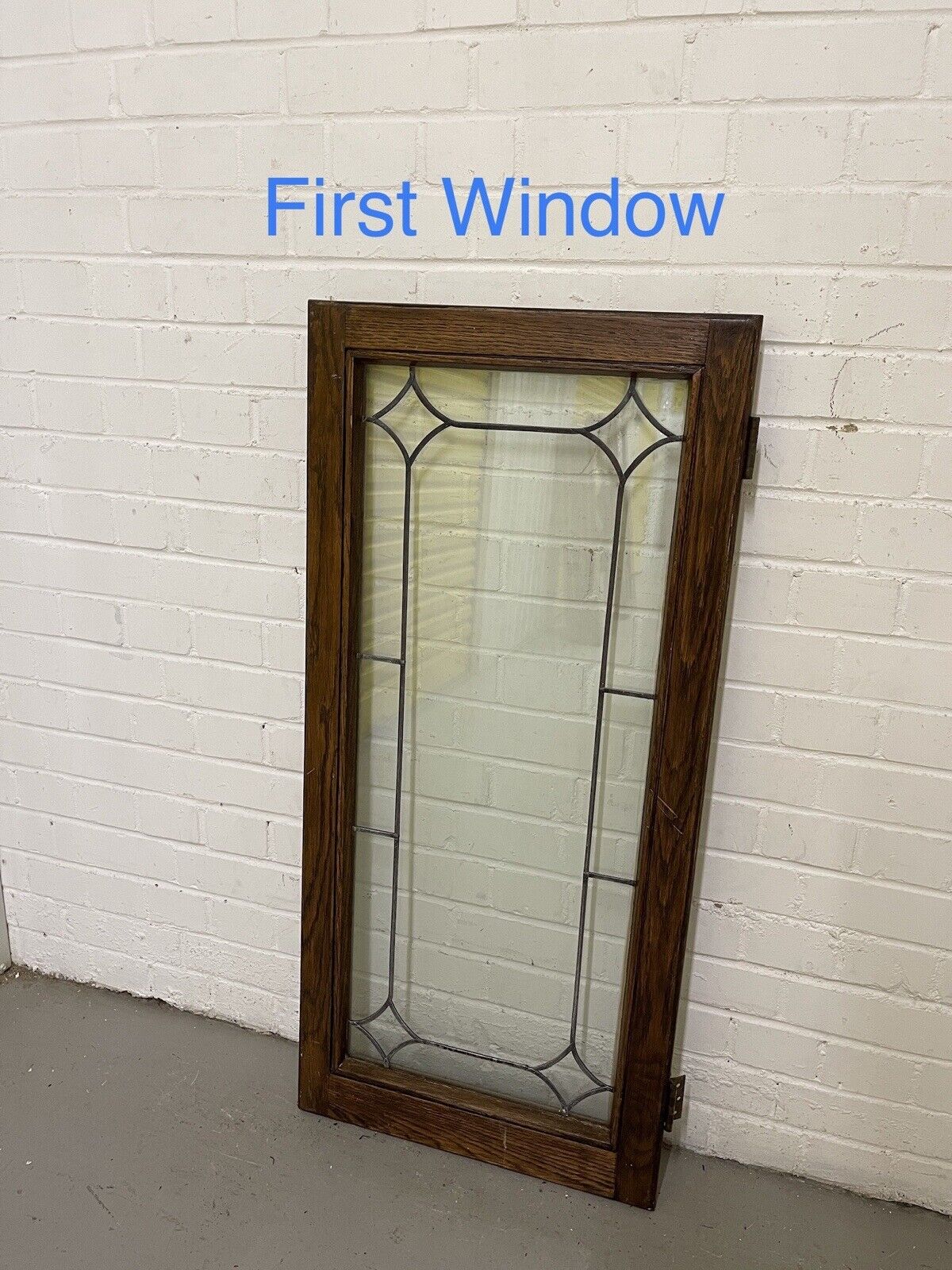 Job Lot Of Three Double Glazed Leaded Trim Oak Wooden Windows Various Sizes