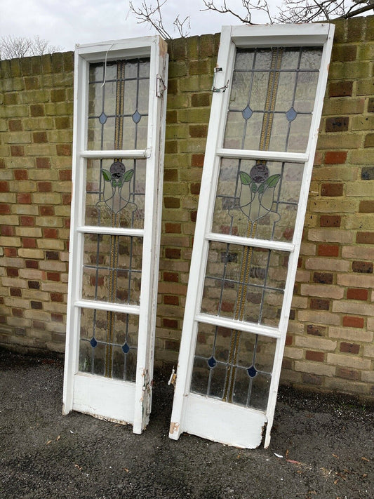 Reclaimed Art Nouveau Stained glass Side Panels