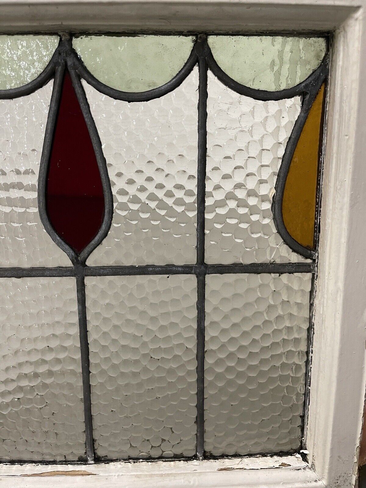 Reclaimed Leaded Light Stained Glass Window Panel 470 x 455mm