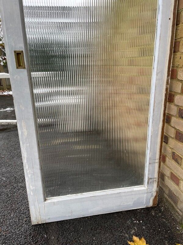 Reclaimed Large Reeded Glass Internal Or External Door 2110 x 960mm