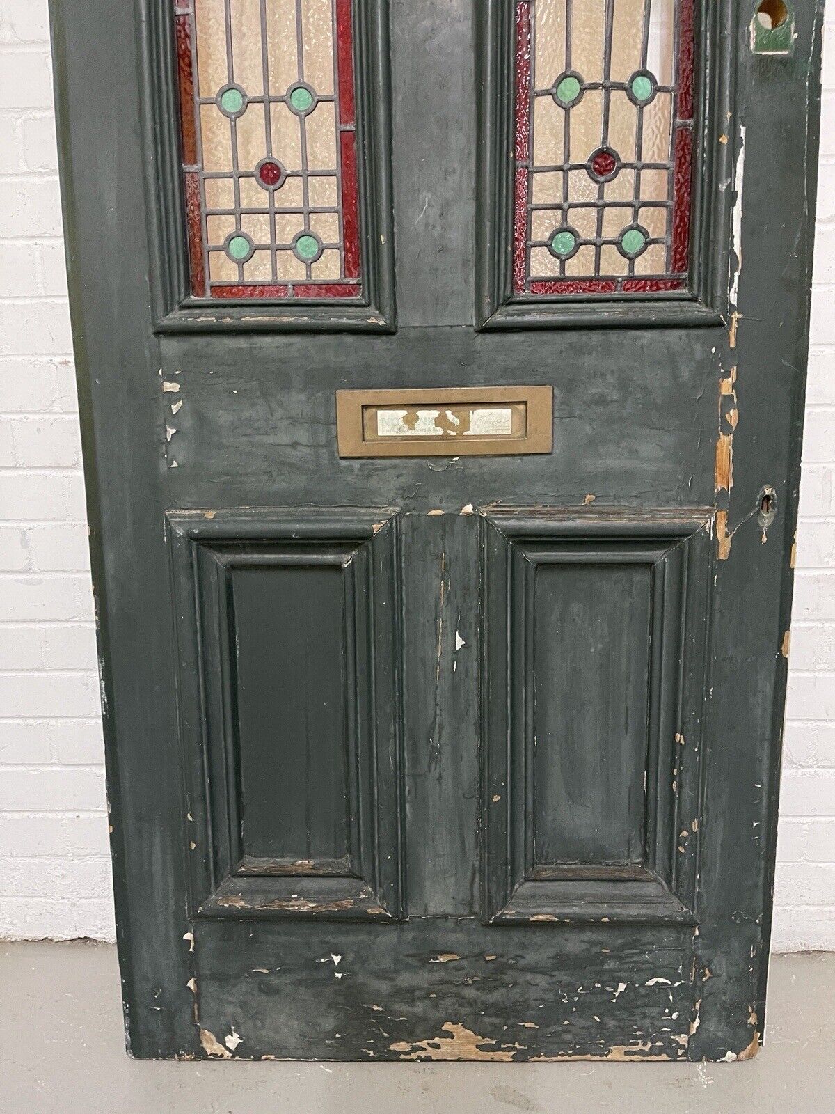 Reclaimed Victorian Stained Glass Wooden Front Door 2110 x 860mm