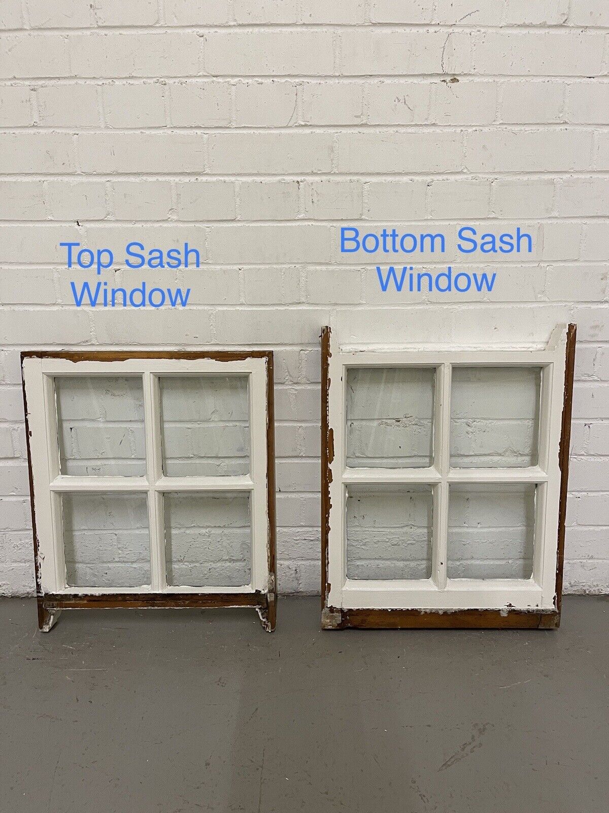Pair Of Reclaimed Georgian 4 Panel Wooden Panel Sash Window  547 x 463mm