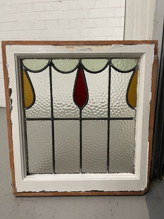 Reclaimed Leaded Light Stained Glass Window Panel 470 x 505mm