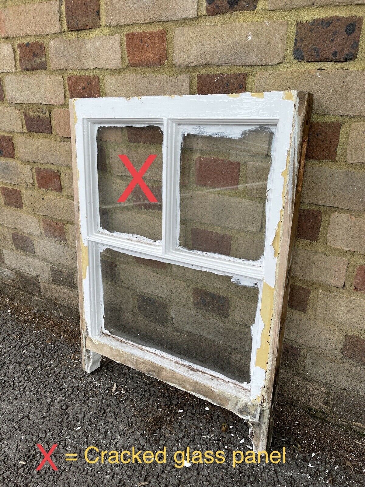 Reclaimed Old Georgian 3 Panel Wooden Sash Window 530 x 705mm