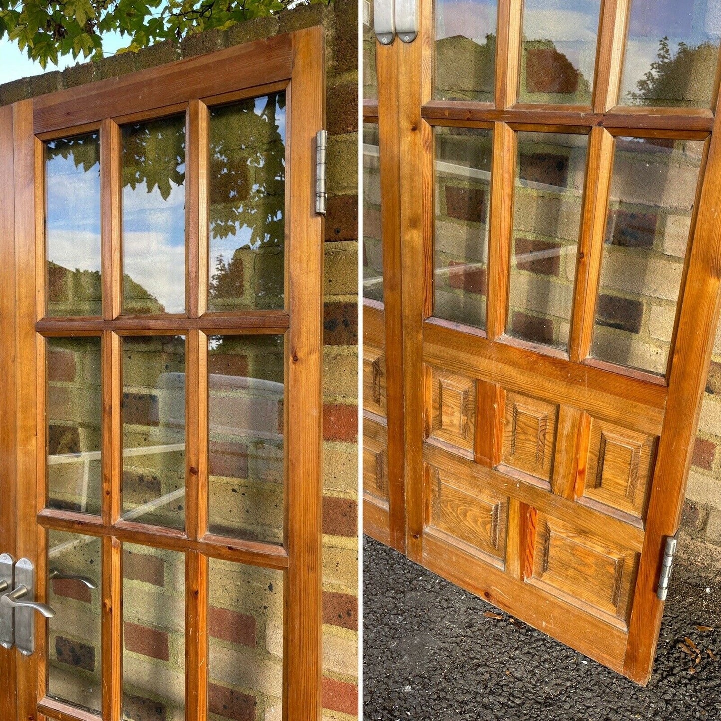 Reclaimed French Single Pane Glass Wooden Double Doors Spanish Colonial Doors