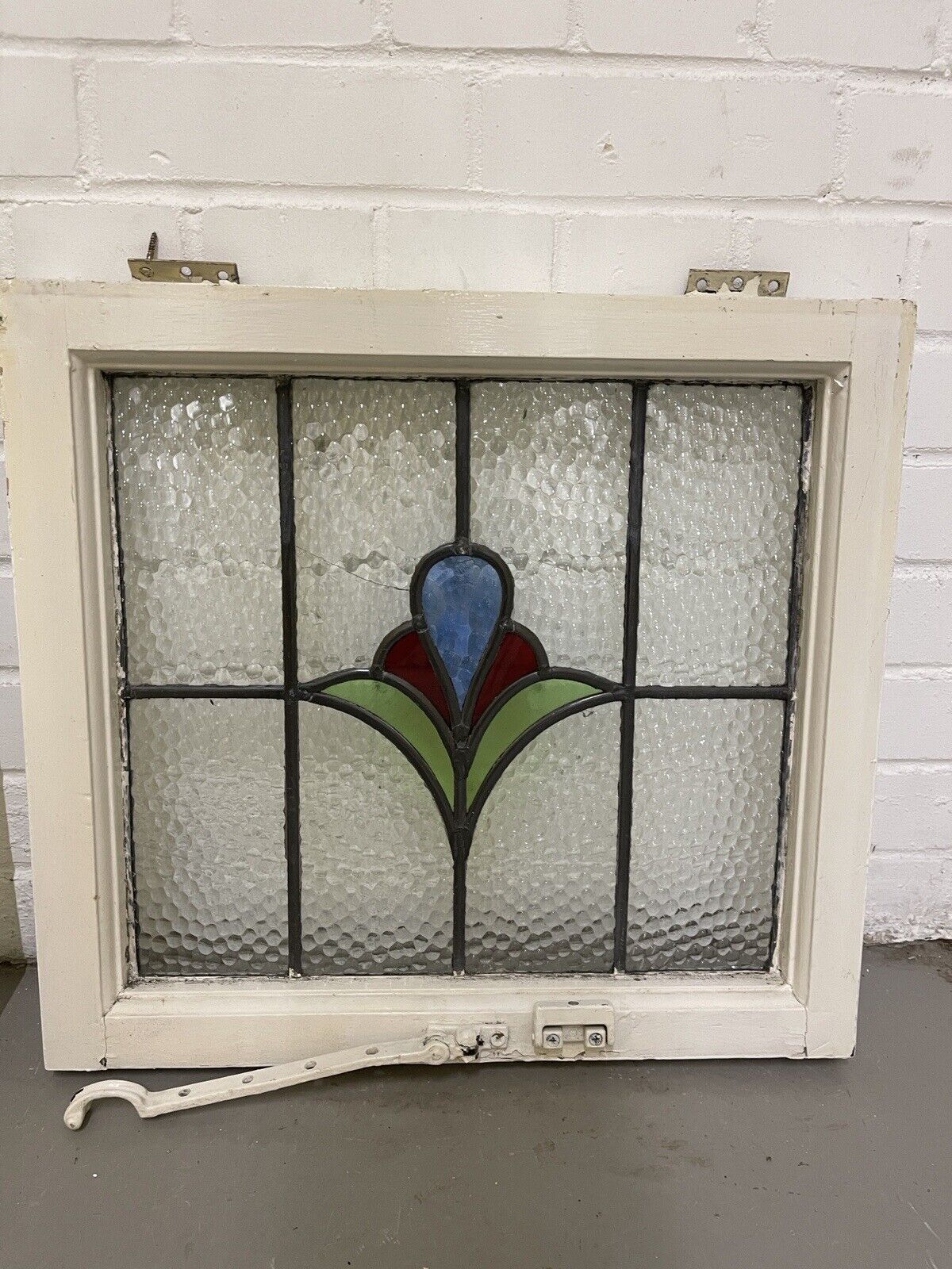 Reclaimed Leaded Light Stained Glass Art Nouveau Wooden Window Panel