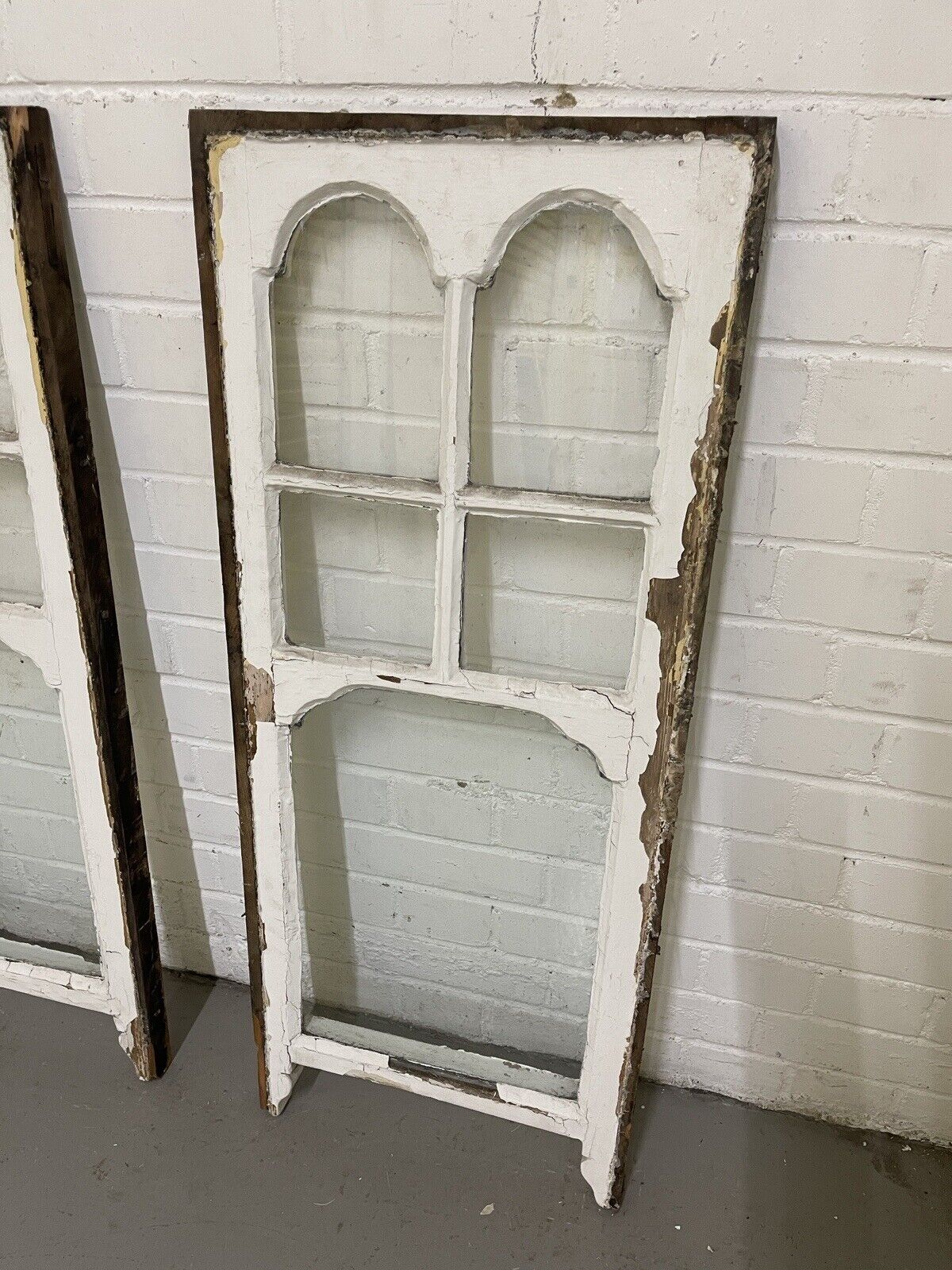 Reclaimed Old Edwardian Arch Sash Wooden Windows 1050 x 995mm and 995 x 405mm