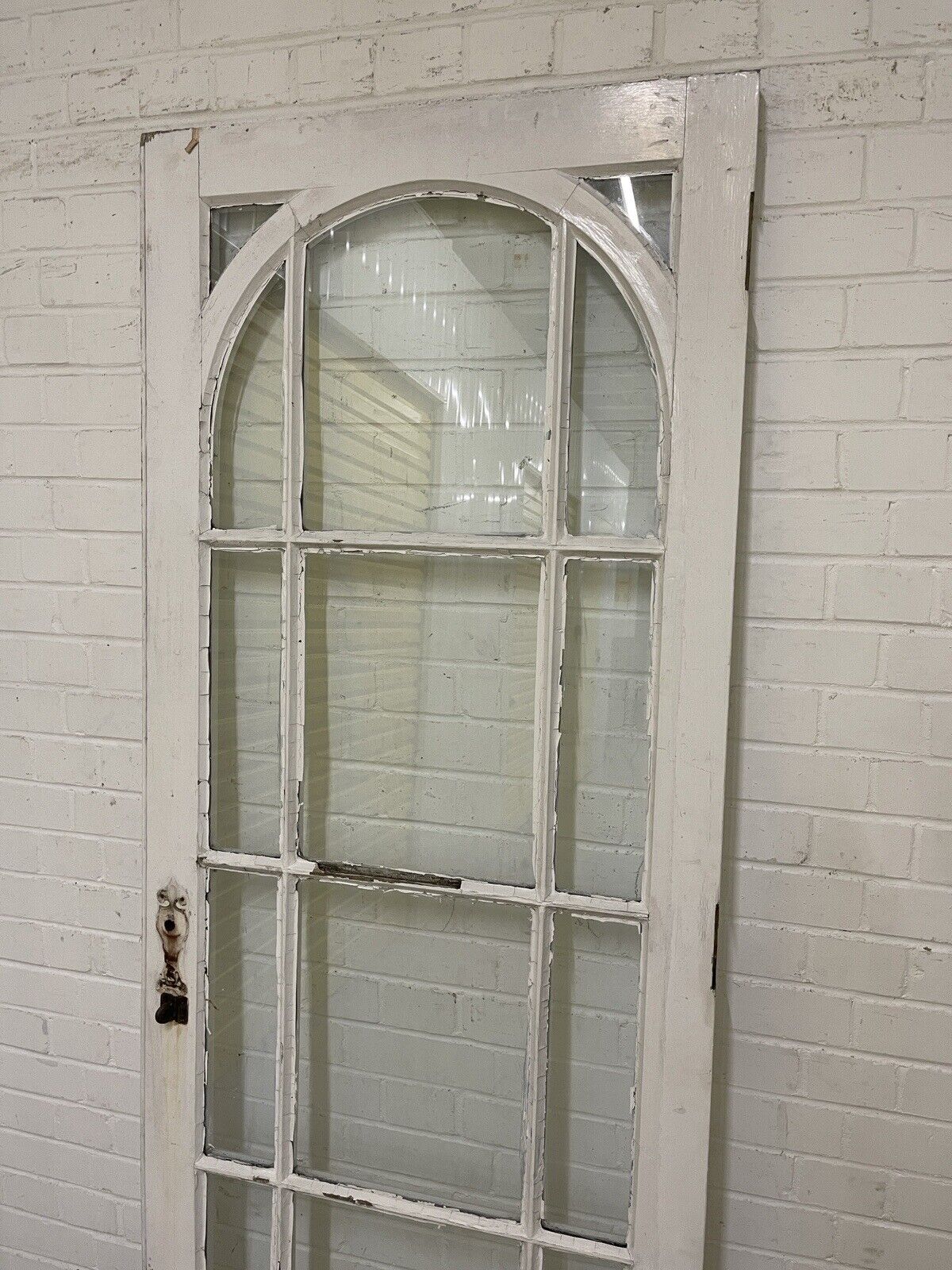 Reclaimed Edwardian Arch Single Panel Glass Wooden Door 1980 1975 x 765 or 755mm