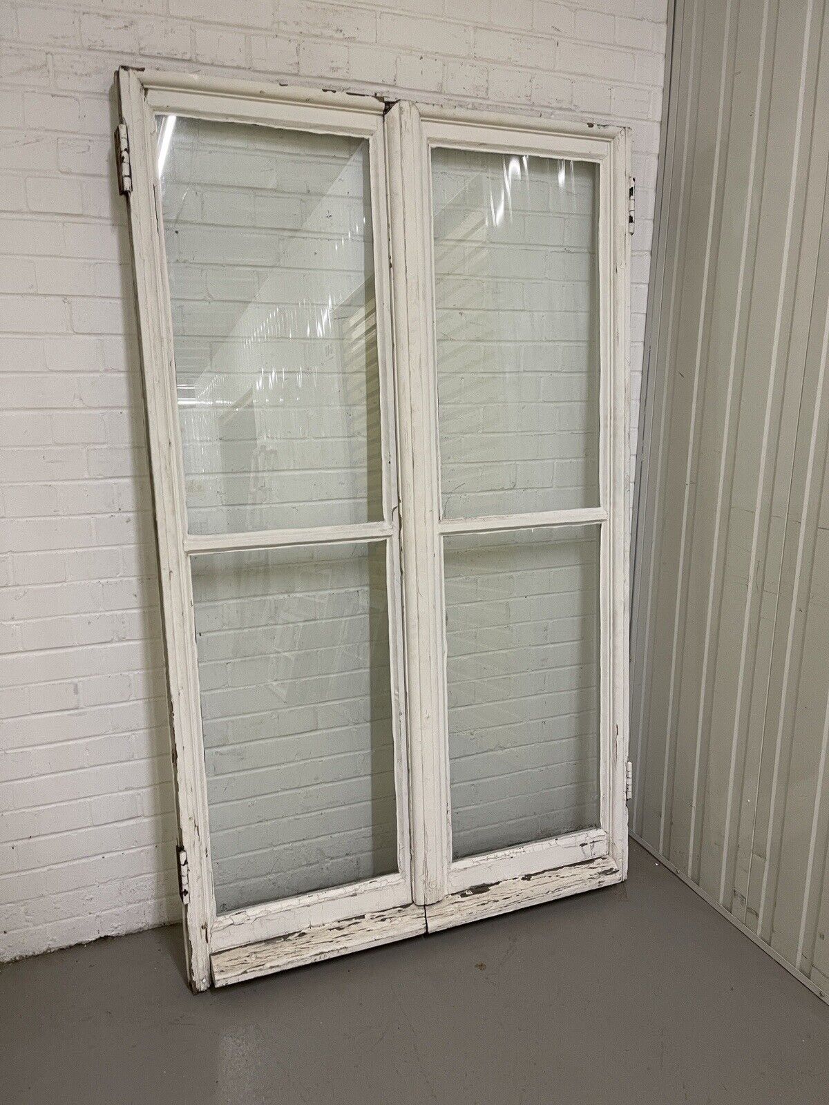 Reclaimed French Single Panel Glass Wooden Windows Double Doors 1965 x 1184mm