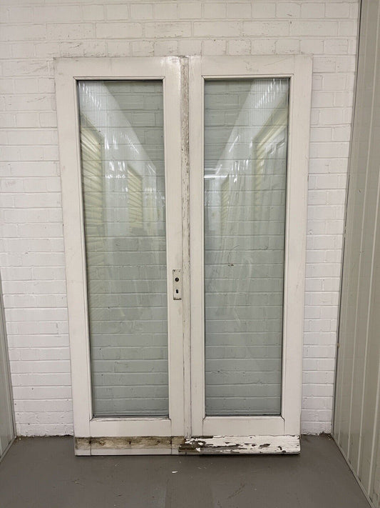 Reclaimed Old French Double Glazed Glass Wooden Double Doors 1995 or 1985 x 1200