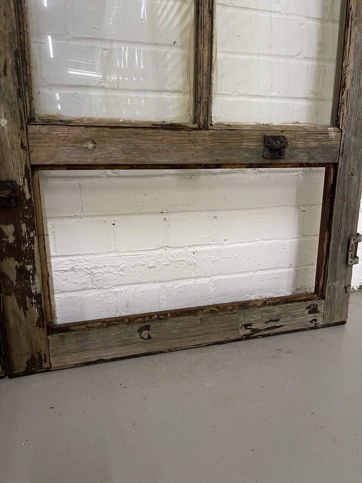 Reclaimed Old French Single Panel Glass Wooden Double Doors 1630mm x 1380mm