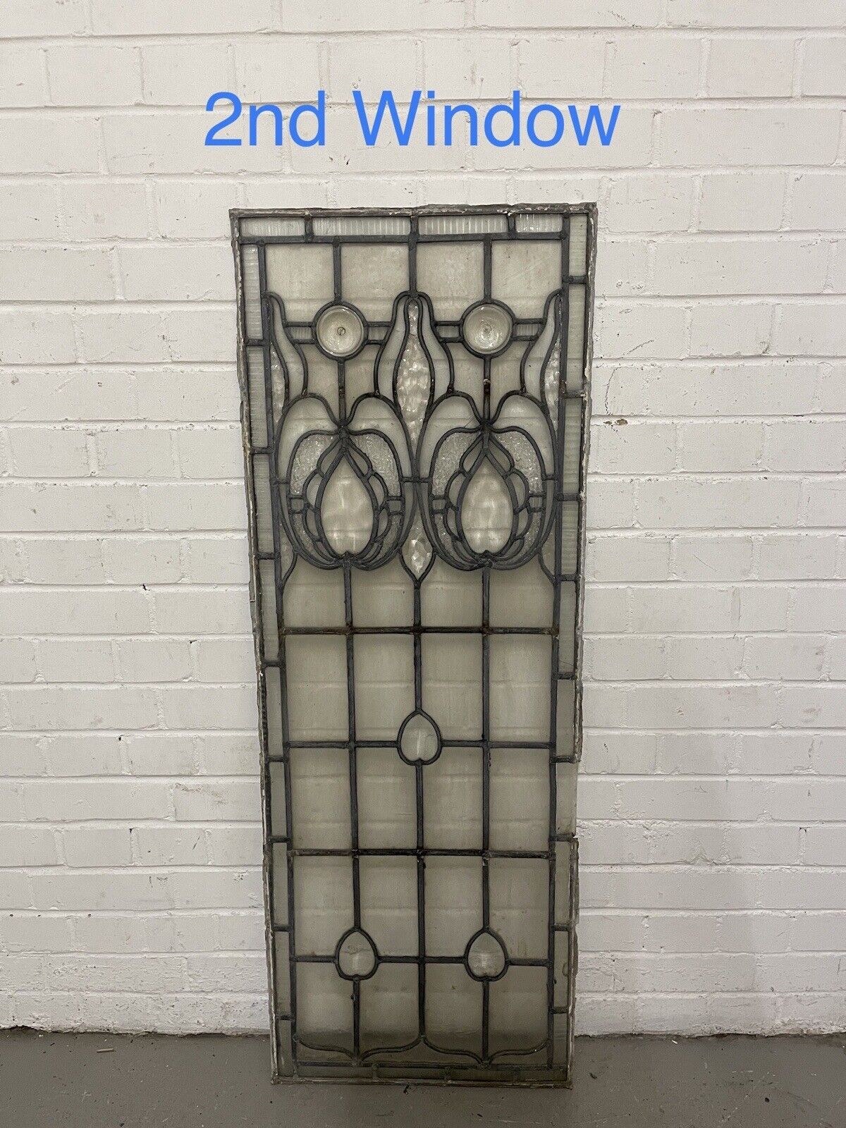 Four Reclaimed Leaded Light Stained Glass Art Nouveau Window Panel 1270 x 460mm