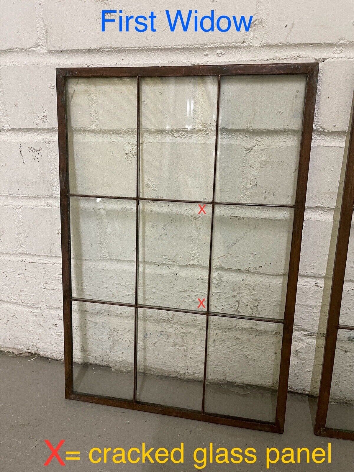 Pair Of Reclaimed Arts & Crafts Copper Window Glass Panes Panels 388 X 265mm