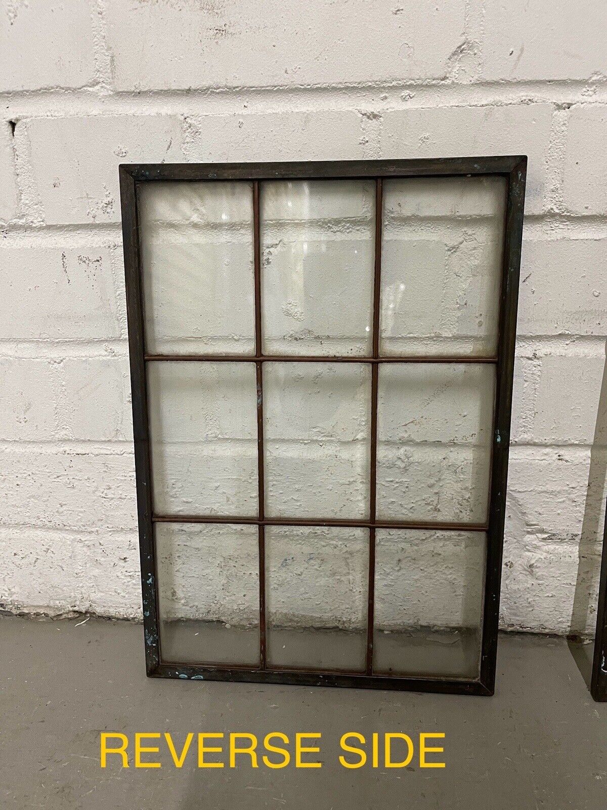 Pair Of Reclaimed Arts & Crafts Copper Window Glass Panes Panels 363mm x 255mm