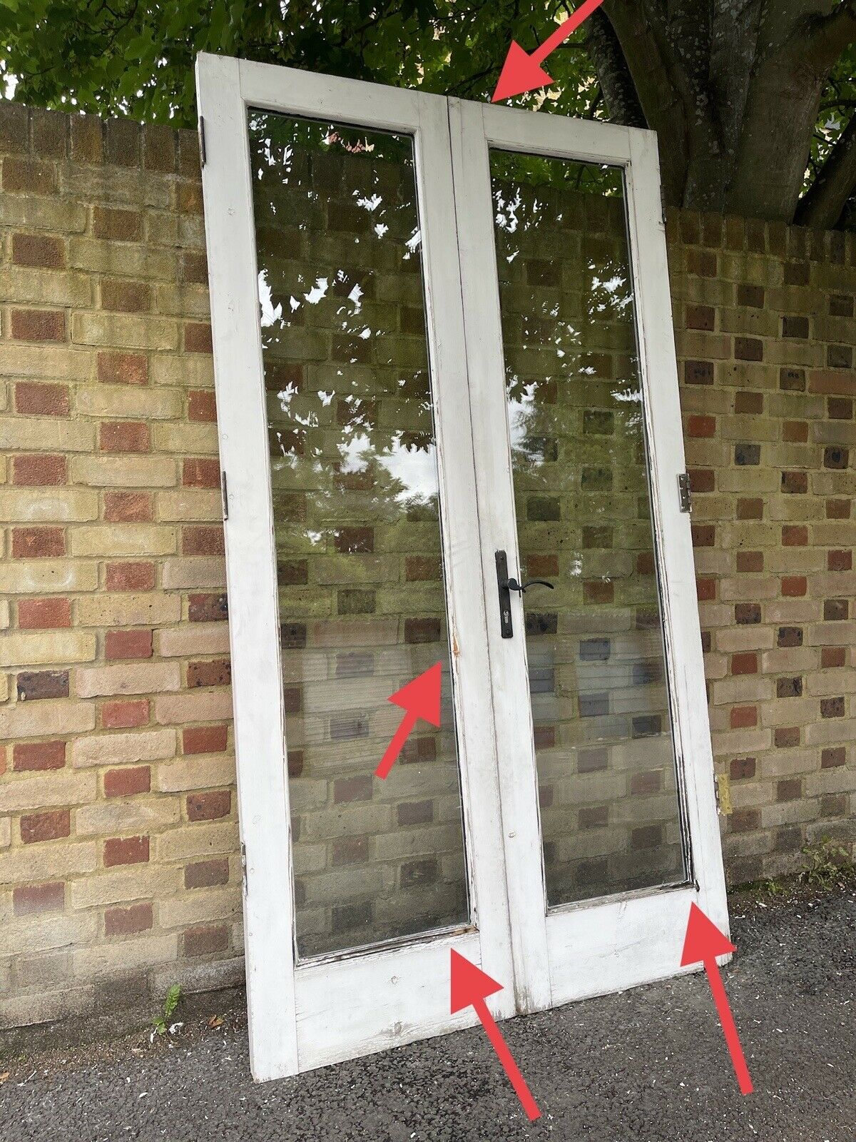 Reclaimed French Double Glazed Wooden Inter-locking Double Doors 2186 x 1210mm