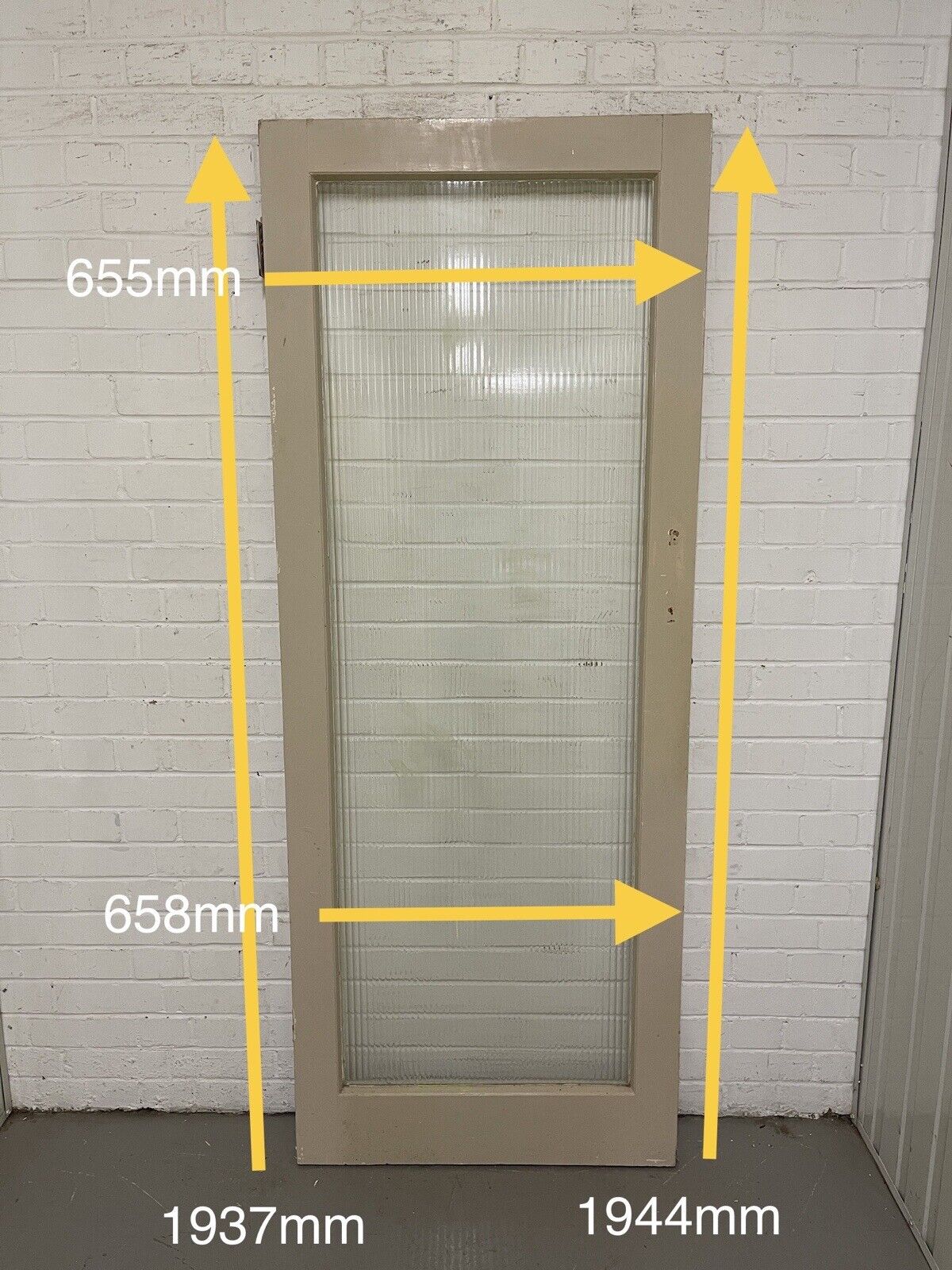 Reclaimed Reeded Glass Internal Or External Door 1937 or 1944 x 655mm