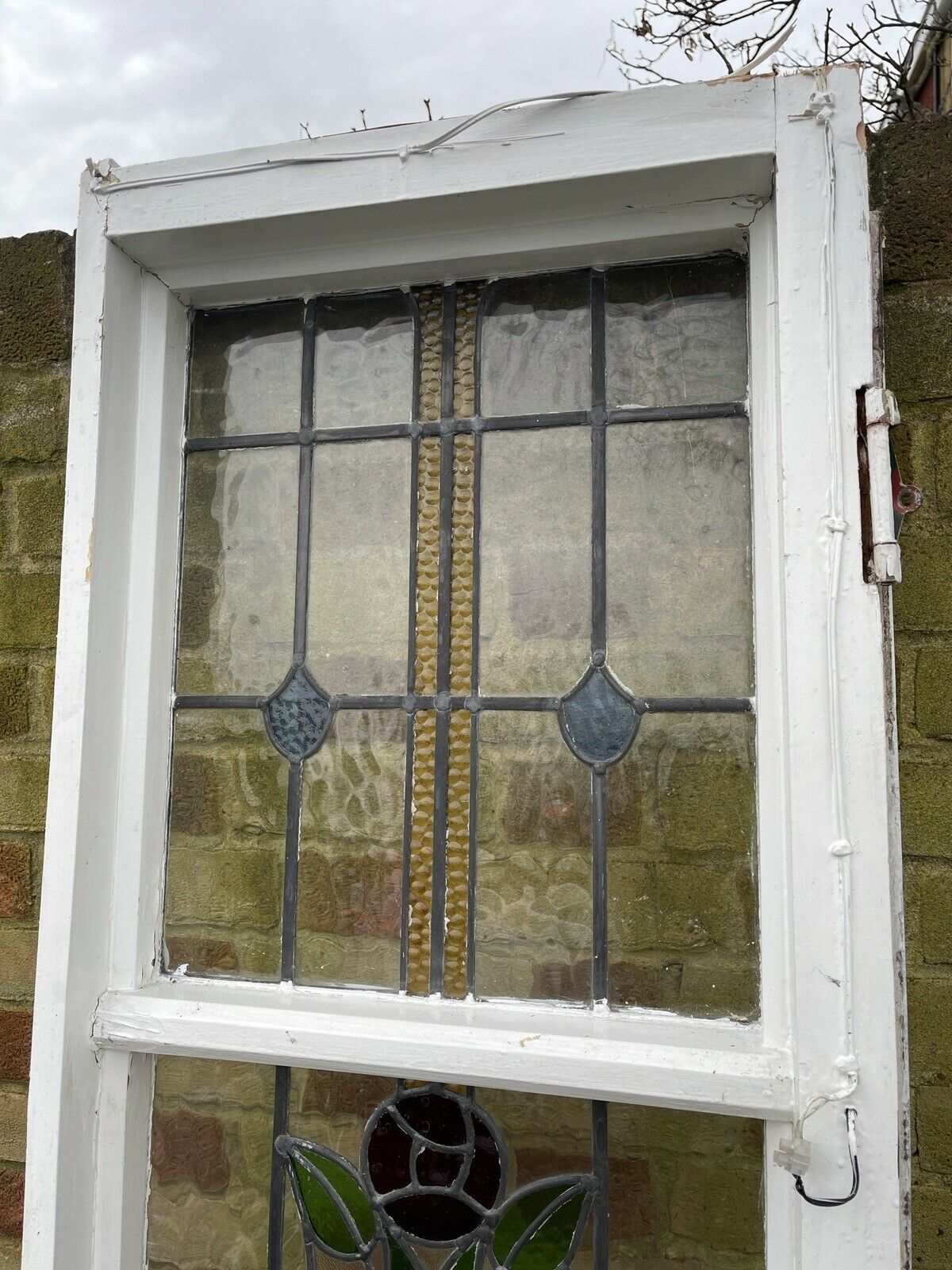 Reclaimed Art Nouveau Stained glass Side Panels