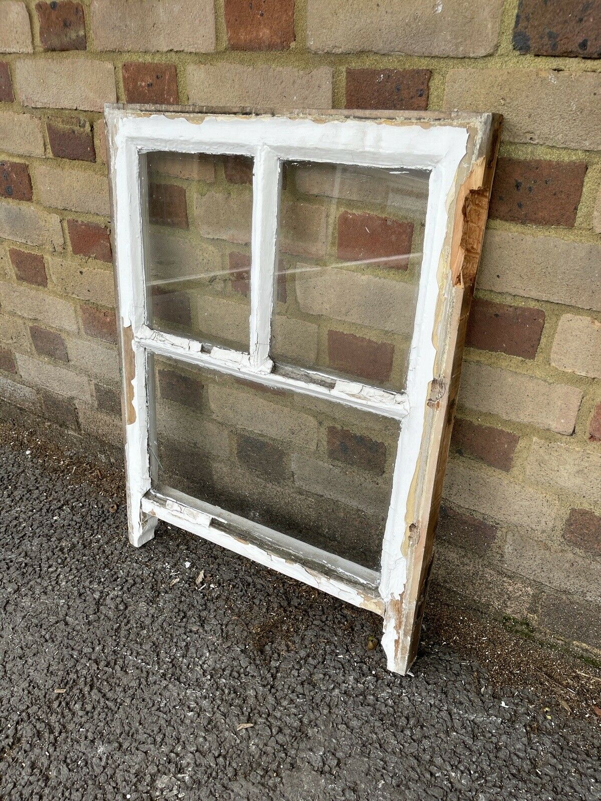 Reclaimed Old Georgian 3 Panel Wooden Sash Window 530 x 705mm