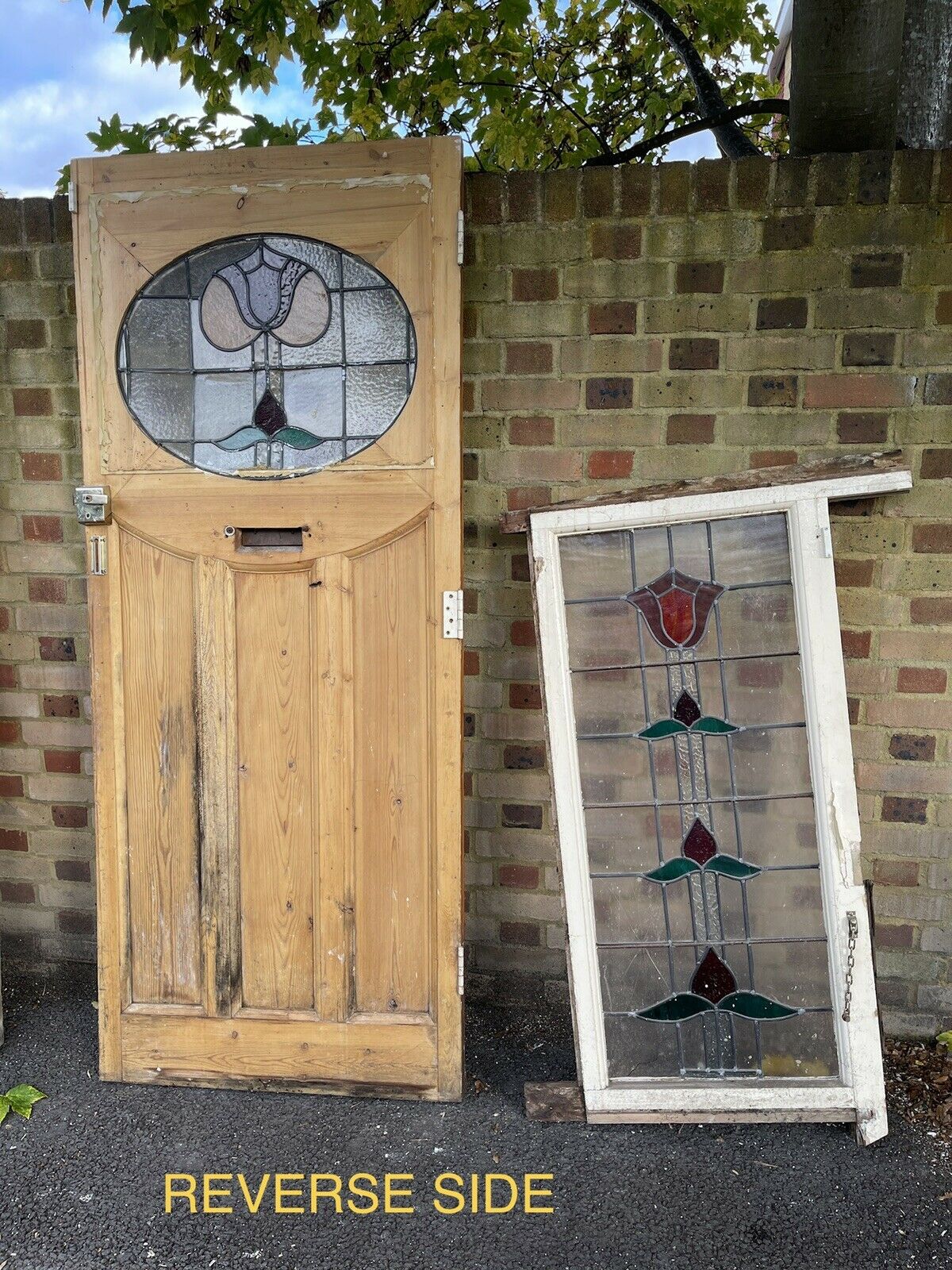Reclaimed Victorian Edwardian Wooden Panel External Front Door With Fanlight