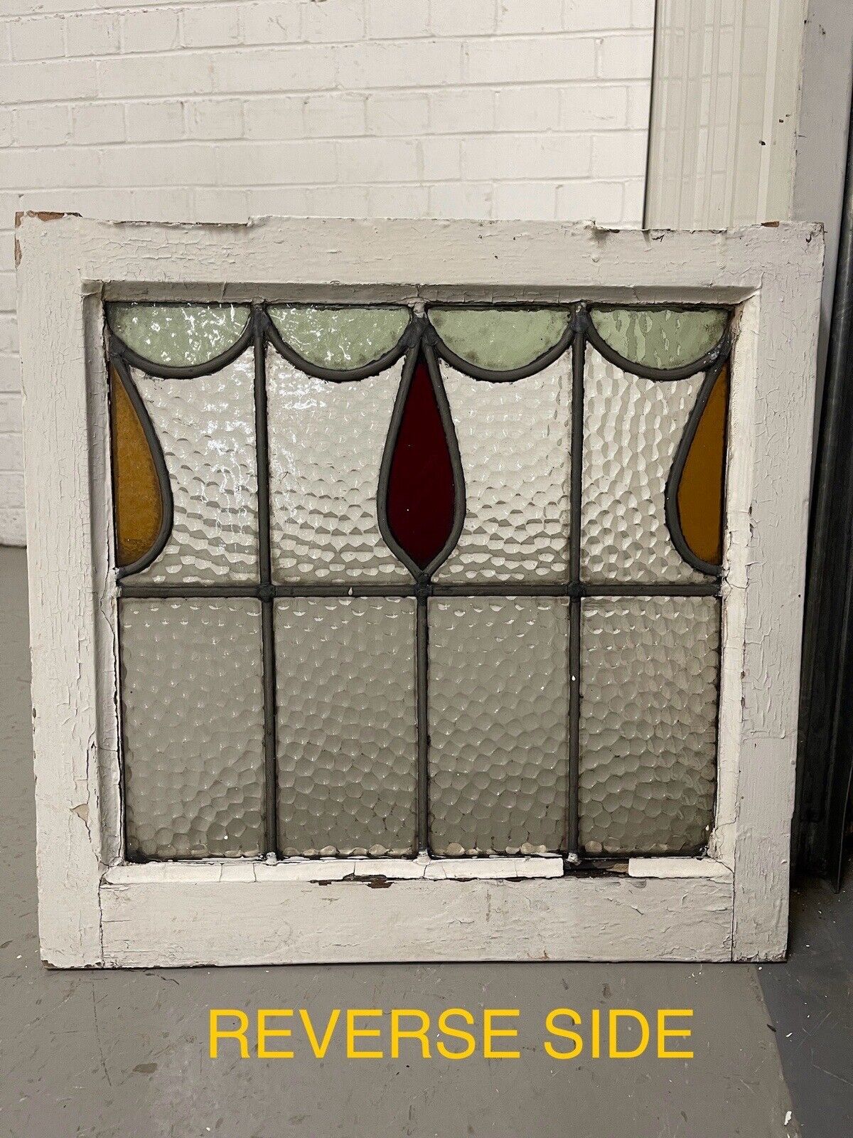 Reclaimed Leaded Light Stained Glass Window Panel 468 x 450mm