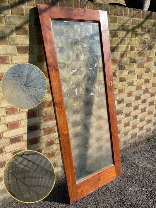 Reclaimed Wooden Panel Interior Exterior Door Beautiful Floral Glass 1950 x 760