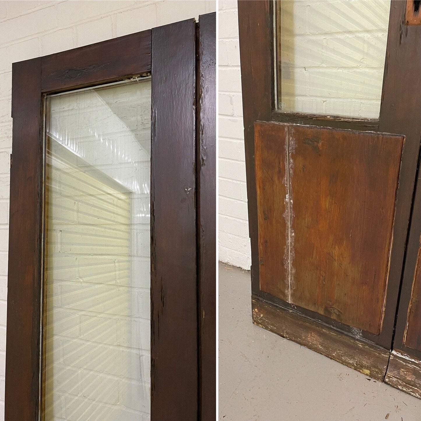 Reclaimed Old French Double Glazed Glass Wooden Double Doors 2145 x 960mm