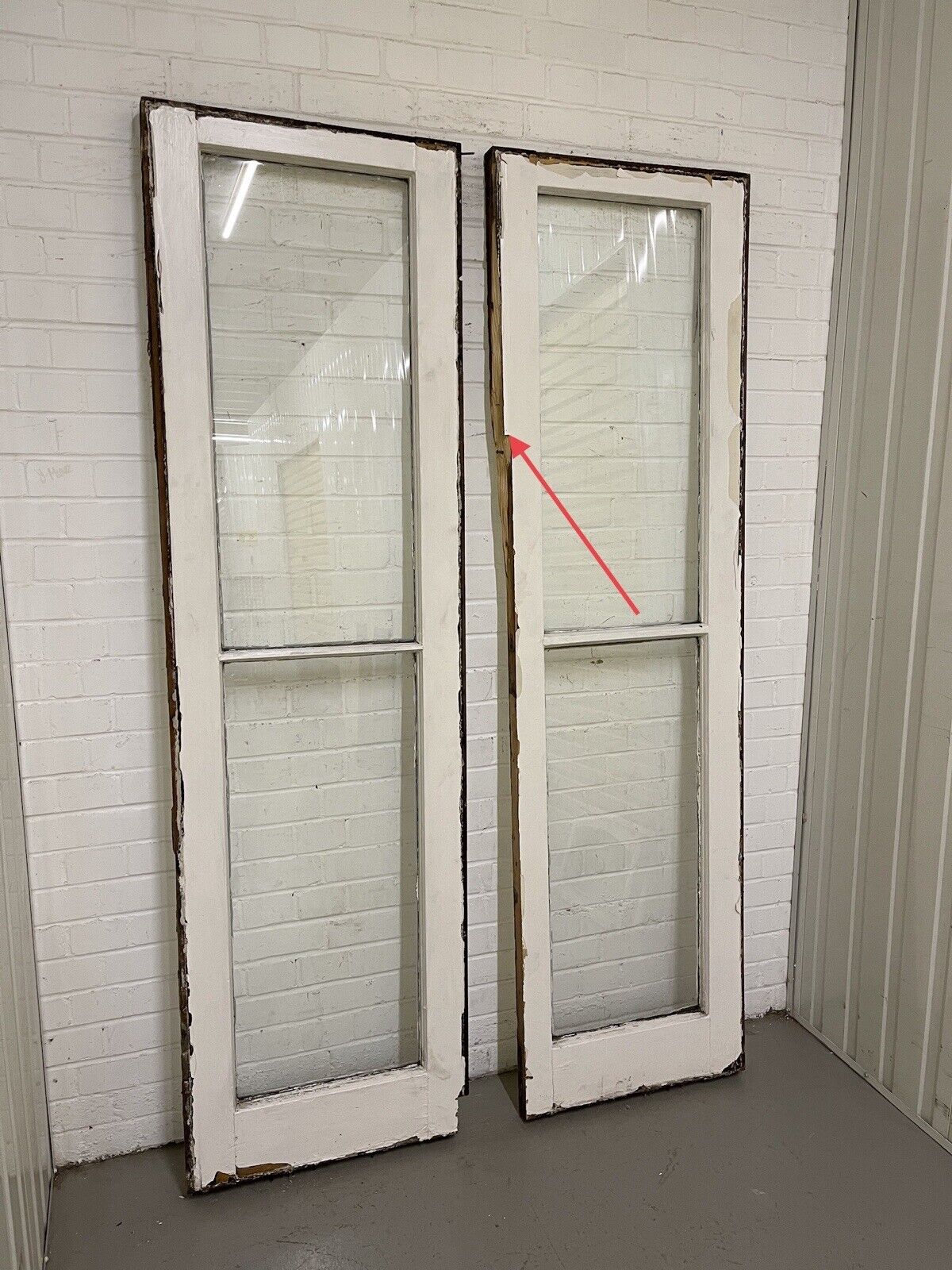 Pair Of Reclaimed Old Victorian Sash Panel Wooden Window 585 x 2042 560 x 2043mm