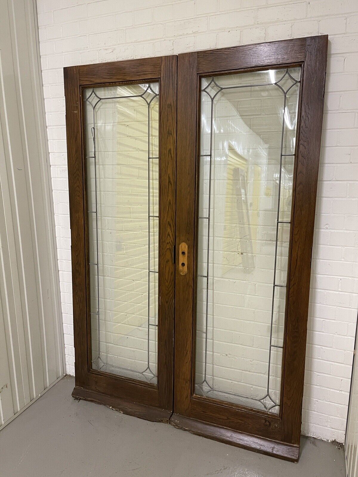 Reclaimed Old Oak French Double Glazed Glass Wooden Double Doors 1995 x 1375mm