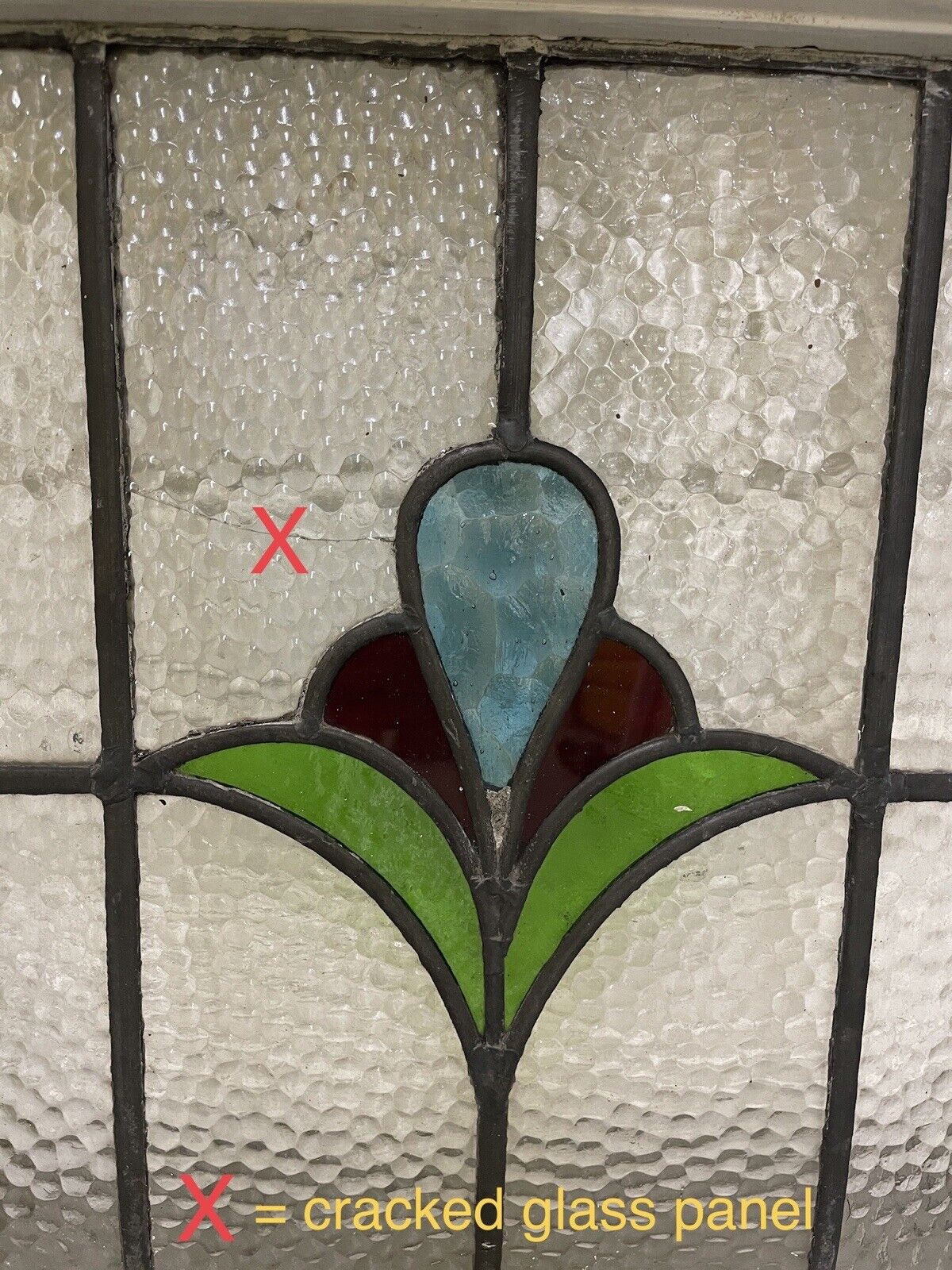 Reclaimed Leaded Light Stained Glass Art Nouveau Wooden Window Panel