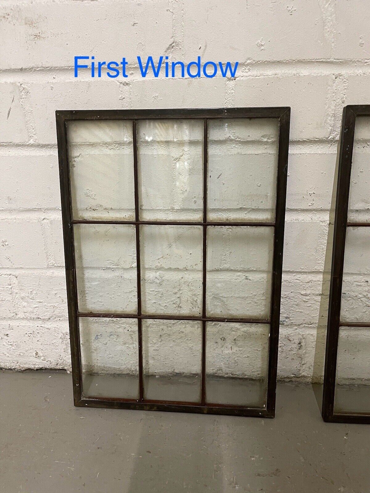 Pair Of Reclaimed Arts & Crafts Copper Window Glass Panes Panels 363mm x 255mm