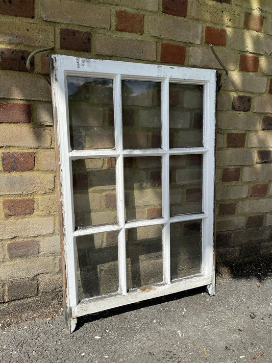 Reclaimed Old Georgian 9 Panel Wooden Window 610 x 900mm